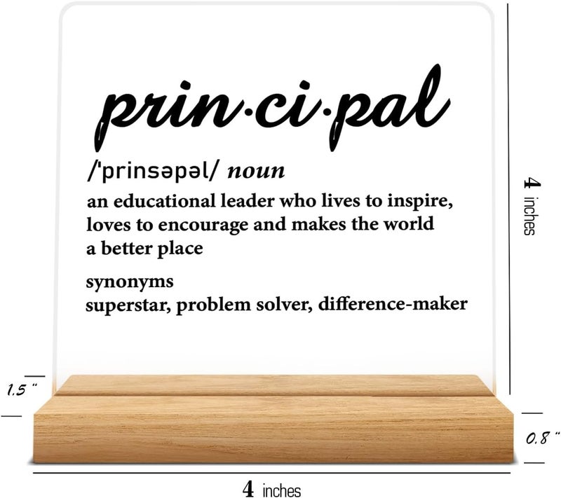 Zauly School Principal Appreciation Gifts for Men Women, Principal Definition Acrylic Desk Sign Decor - Image 3
